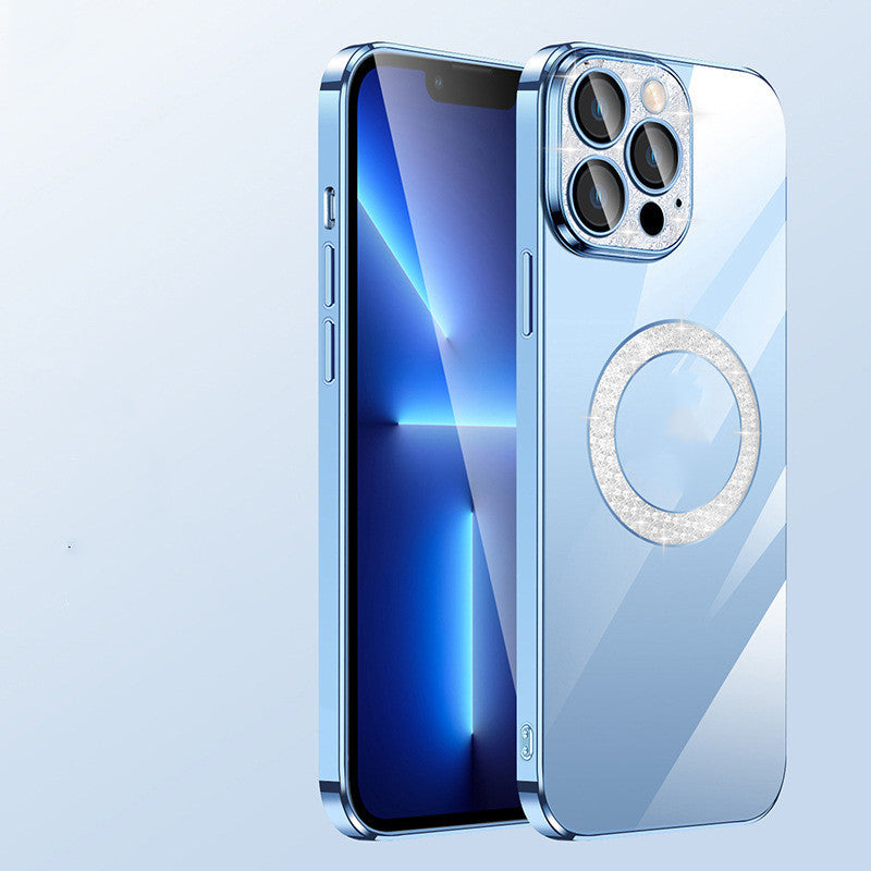 Custodia per telefono con anello diamantato morbido galvanico Pellicola per lenti standard per telefono cellulare con perdita di trapano