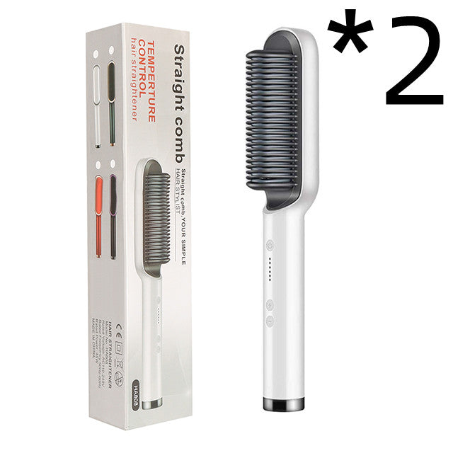 Nuova piastra per capelli 2 in 1, pettine caldo, arricciacapelli a ioni negativi, spazzola per capelli elettrica a doppio scopo